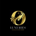 Initial Decorative luxury O Golden letter logo design template vector Royalty Free Stock Photo