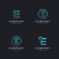 Initial E logo with technology elements template Royalty Free Stock Photo