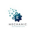 Initial E Mechanic Gear Logo Vector.