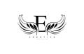 Initial E Typography Flourishes Logogram Beauty Wings Logo