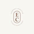 Initial EC beauty monogram and elegant logo design