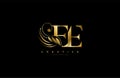 Initial EE letter luxury beauty flourishes ornament golden monogram logo