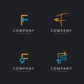 Initial F logo with travel elements template