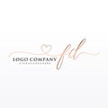 Initial FD beauty monogram and elegant logo design