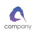 Initial A feather pen logo creative concept Royalty Free Stock Photo