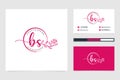 Initial BS Feminine logo collections and business card templat Premium Vector