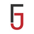 Initial FJ letters logo design. FJ logo template vector red and black color best company best JF icon design. FU letter logo