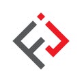 Initial FJ letters logo design. FJ logo template vector red and black color best company. JF icon design. JF unique logo