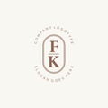 Initial FK beauty monogram and elegant logo design