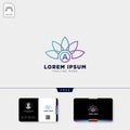initial flower logo template and free business card design