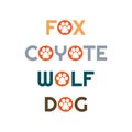 Initial Fox Dog Coyote Wolf Lettering with Footprint Symbol Sign Illustration