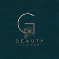 Initial G Flower Beauty Letter Logo Marble Design Vector