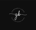 initial GB Feminine logo beauty monogram and elegant logo design, handwriting logo of initial signature, wedding, fashion, floral