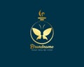 Initial golden butterfly perfume logo design fully vector
