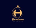 Initial golden letter H perfume logo design, designed for spa perfumeries and more