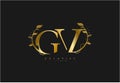 Initial GV Letter Linked Swoosh Rounded Monogram Logotype Royalty Free Stock Photo