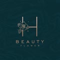 Initial H Flower Beauty Letter Logo Marble Design Vector