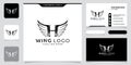 Initial H letter logo and wings symbol. Wings design element, initial logo Wings H icon Royalty Free Stock Photo