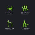 Initial H logo with leaf elements template Royalty Free Stock Photo