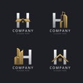 Initial H logo with real estate elements template Royalty Free Stock Photo