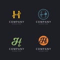Initial H logo with restaurant elements Royalty Free Stock Photo