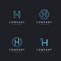 Initial H logo with technology elements template