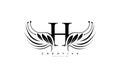 Initial H Typography Flourishes Logogram Beauty Wings Logo