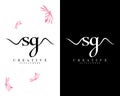 Initial handwriting Sg, gs Letter Logo Template Vector Design with black and white background Royalty Free Stock Photo