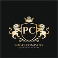 PC Letter Initial with Lion Royal Logo Template