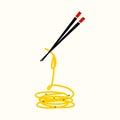 Initial I Noodle Chopstick logo