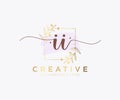 Initial II feminine logo. Usable for Nature, Salon, Spa, Cosmetic and Beauty Logos. Flat Vector Logo Design Template Element