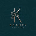 Initial K Flower Beauty Letter Logo Marble Design Vector