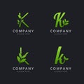 Initial K logo with leaf elements template Royalty Free Stock Photo