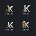 Initial K logo with real estate elements template Royalty Free Stock Photo