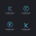 Initial K logo with technology elements template Royalty Free Stock Photo