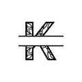 Initial k split monogram mandala vector design template illustration Royalty Free Stock Photo