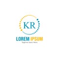 Initial KR logo template with modern frame. Minimalist KR letter logo vector illustration