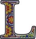 Initial l with colorful mexican huichol art style