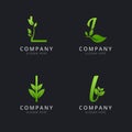 Initial L logo with leaf elements template