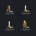 Initial L logo with real estate elements template