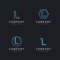 Initial L logo with technology elements template
