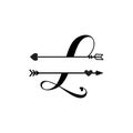 Initial l love monogram split letter vector isolated Royalty Free Stock Photo