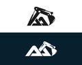 Initial Letter AA Excavator Logo Design Concept.