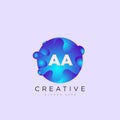 Initial letter AA logo template colorful circle sphere design for business and company identity Royalty Free Stock Photo