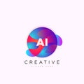 Initial letter AI logo template colorful circle sphere design for business and company identity Royalty Free Stock Photo