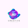 Initial letter AI logo template colorful circle sphere design for business and company identity Royalty Free Stock Photo