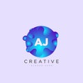Initial letter AJ logo template colorful circle sphere design for business and company identity Royalty Free Stock Photo