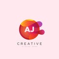 Initial letter AJ logo template colorful circle sphere design for business and company identity Royalty Free Stock Photo