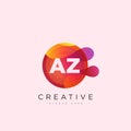 Initial letter AZ logo template colorful circle sphere design for business and company identity Royalty Free Stock Photo