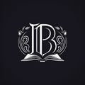 Initial Letter B logo with Elegant floral pattern and book Royalty Free Stock Photo